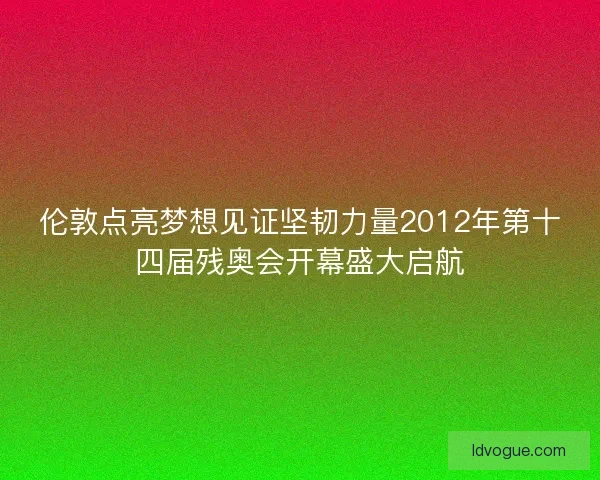 伦敦点亮梦想见证坚韧力量2012年第十四届残奥会开幕盛大启航