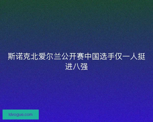 斯诺克北爱尔兰公开赛中国选手仅一人挺进八强