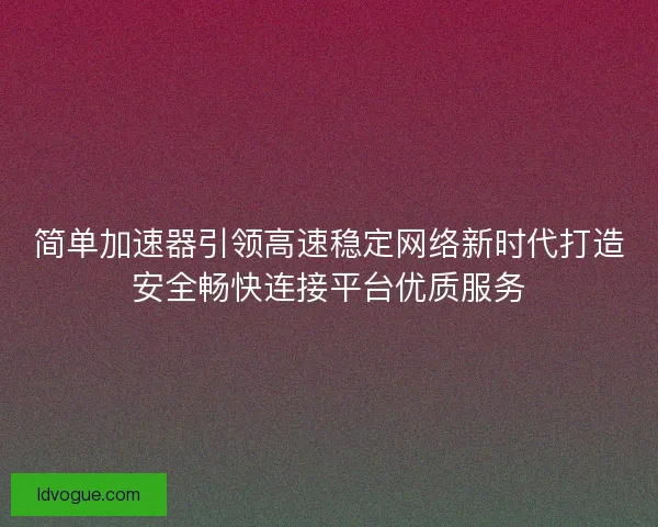 简单加速器引领高速稳定网络新时代打造安全畅快连接平台优质服务
